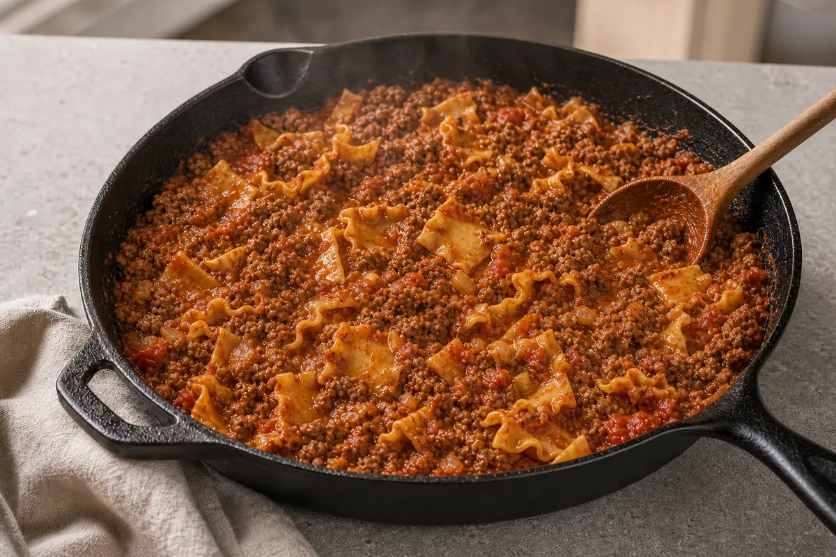 Cook the noodles for Skillet Lasagna