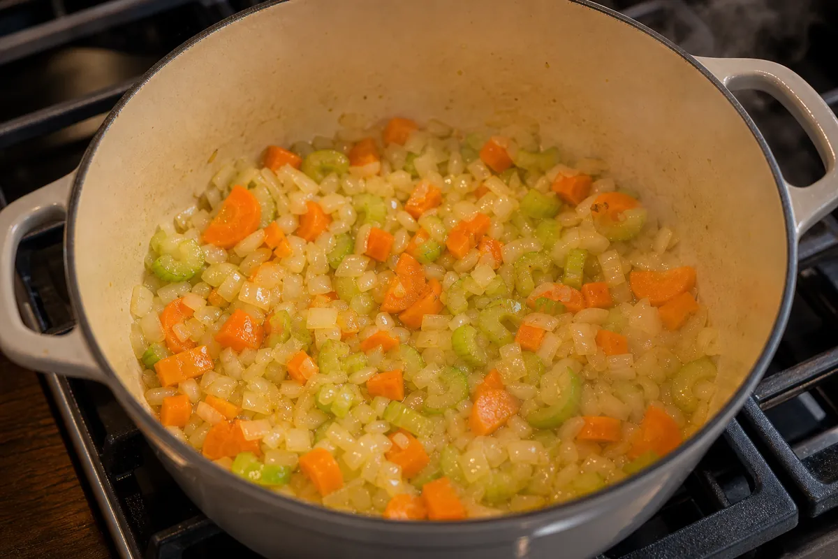 Cook onion carrots and celery in for Vegetable Minestrone Soup