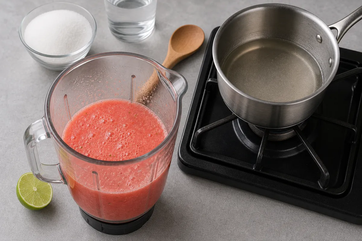 Blend the base for Watermelon Lime Sorbet